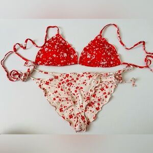 Eberjey Mixed Print Orange/White Floral Bikini Size M
